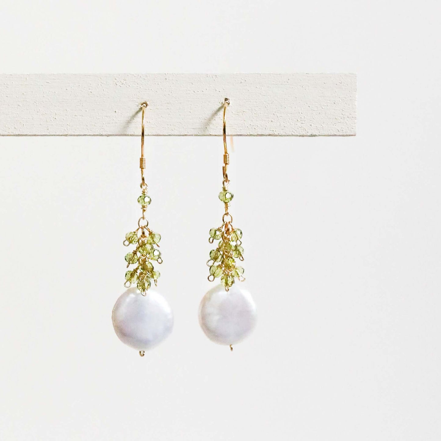 Peridot Coin Pearl Earrings