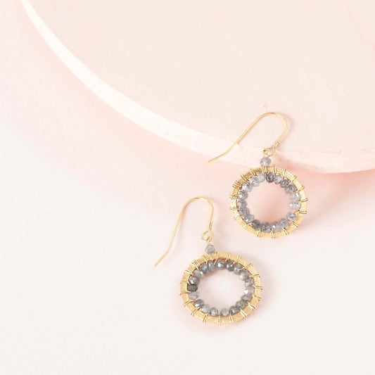 Labradorite Gold Mini Hoop Earrings