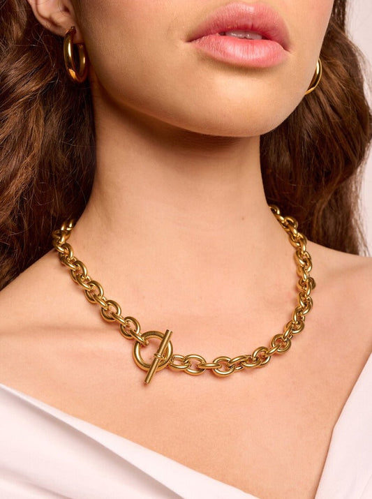 Chunky Chain T-bar Choker Necklace