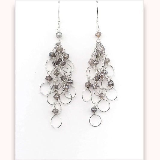 Labradorite Silver Chain Loop Earrings