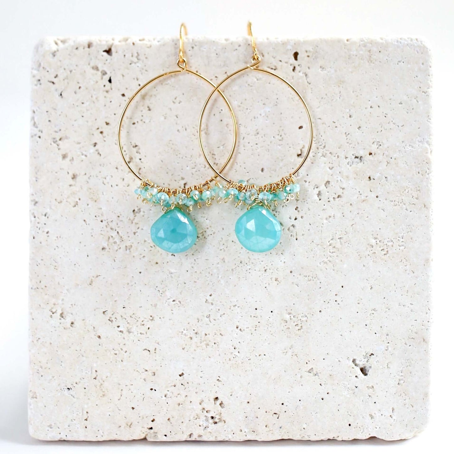 Mystic Aqua Chalcedony Swing Earrings