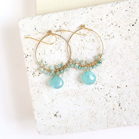 Mystic Aqua Chalcedony Swing Earrings