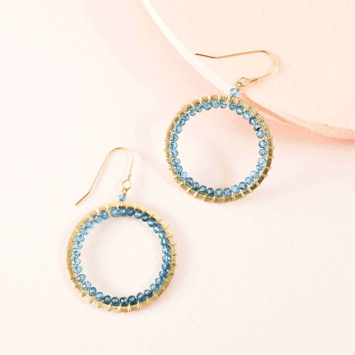 London Blue Quartz Mason Circle Earrings