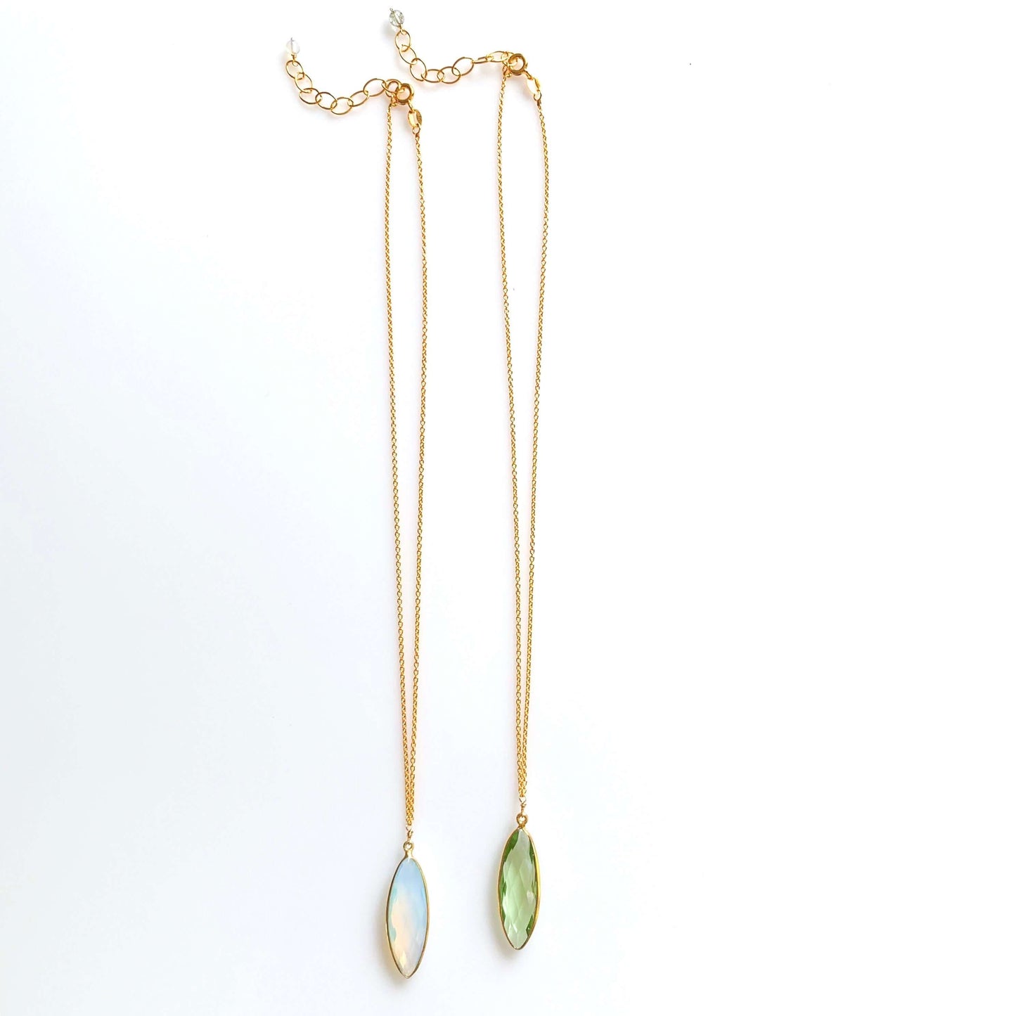 Opal Quartz and Green Amethyst Pendant Necklaces