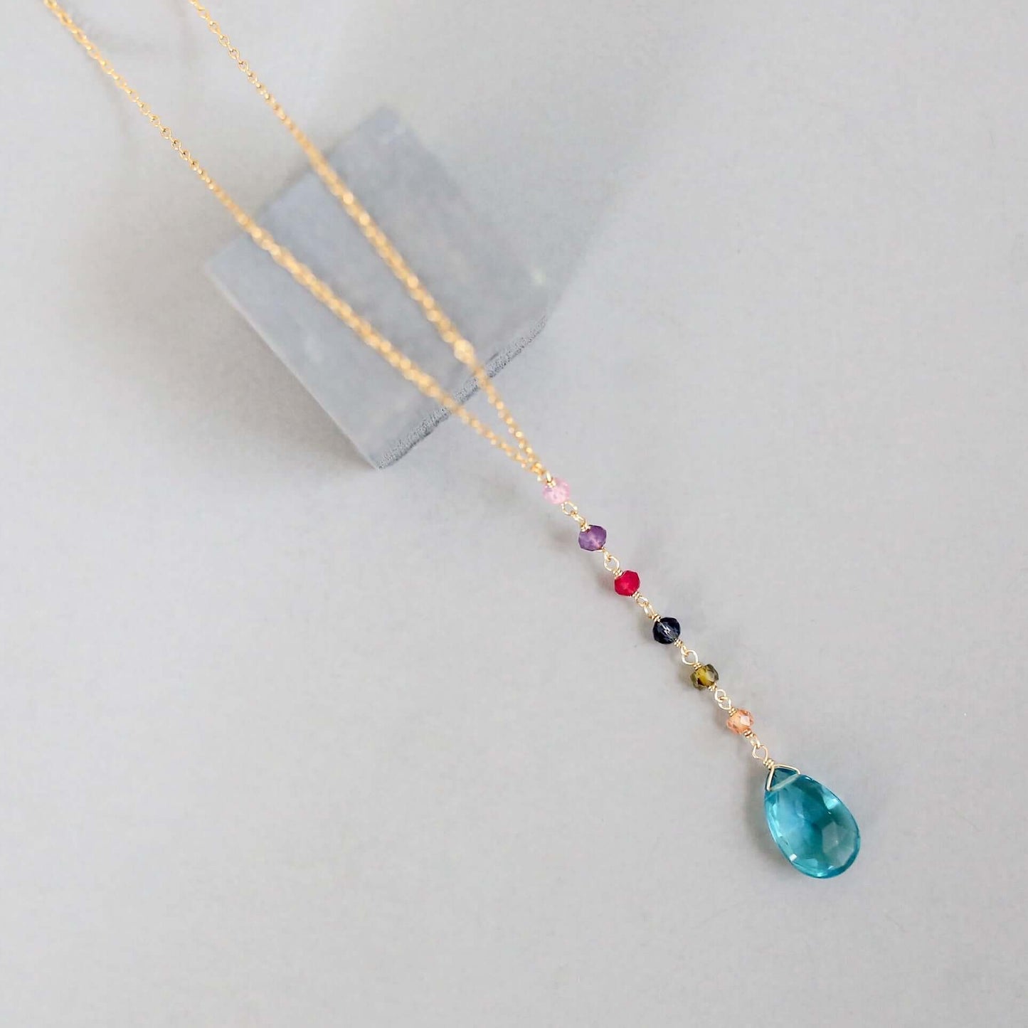 Neon Blue Quartz Yoga Pendant Necklace