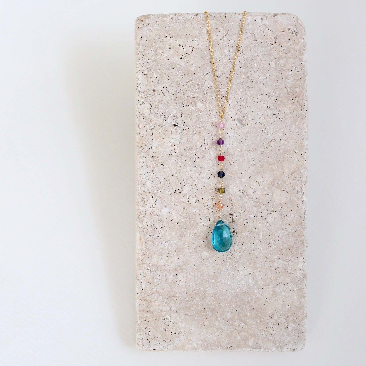 Neon Blue Quartz Yoga Pendant Necklace